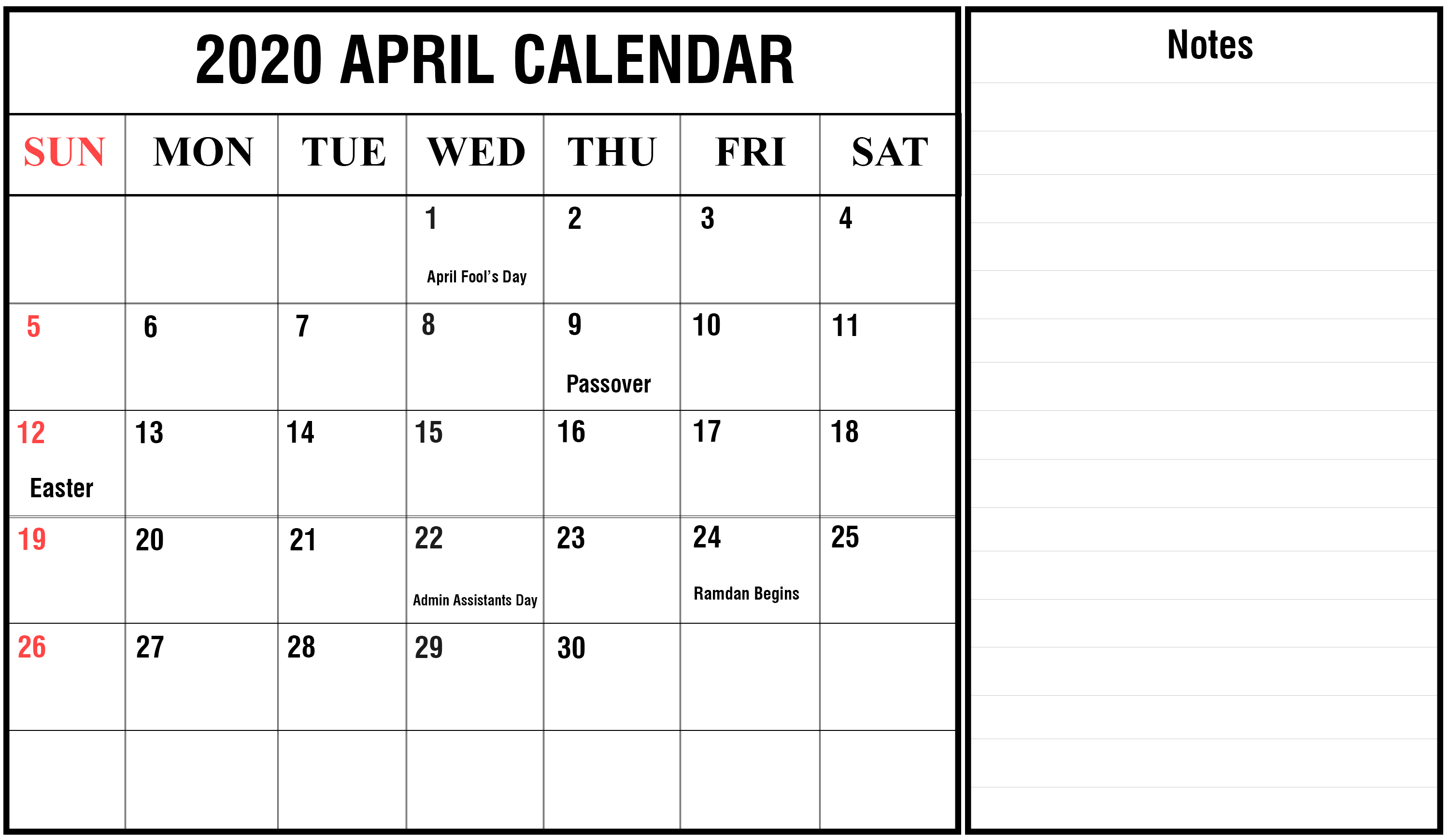 Free Printable Calendar