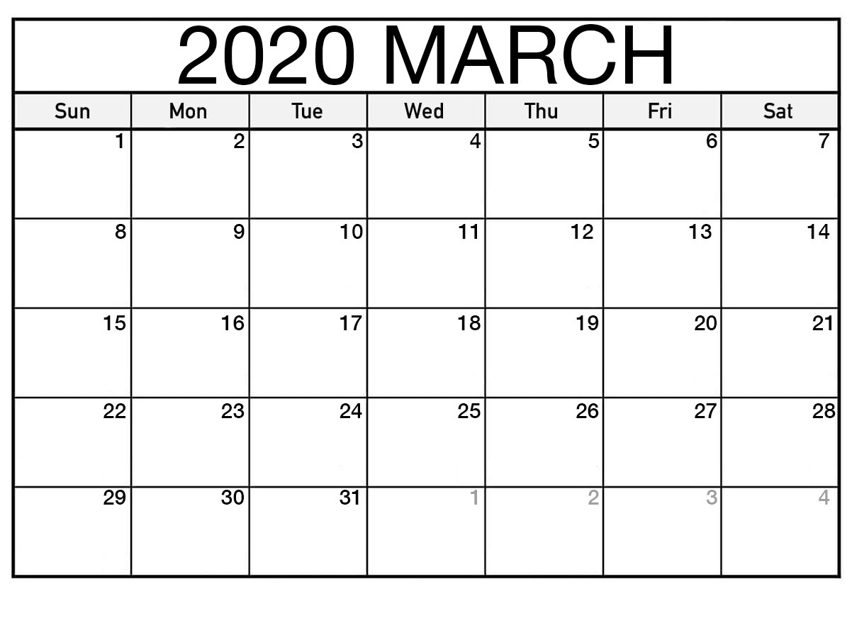 2020 Blank Calendar