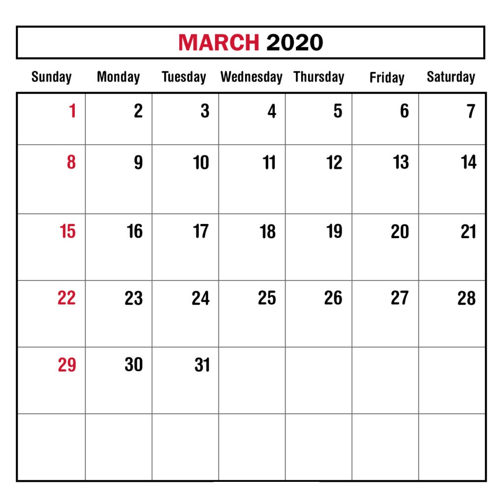 Printable Calendar 2020