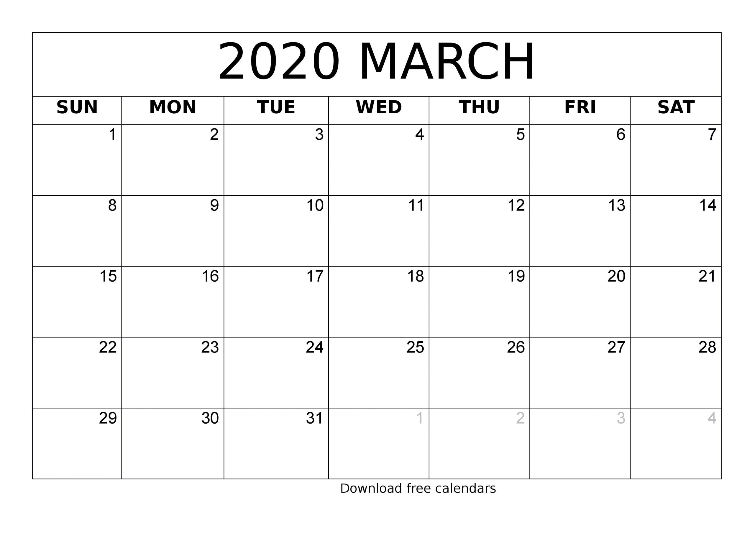 2020 Blank Calendar