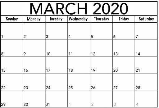 2020 Printable Calendar