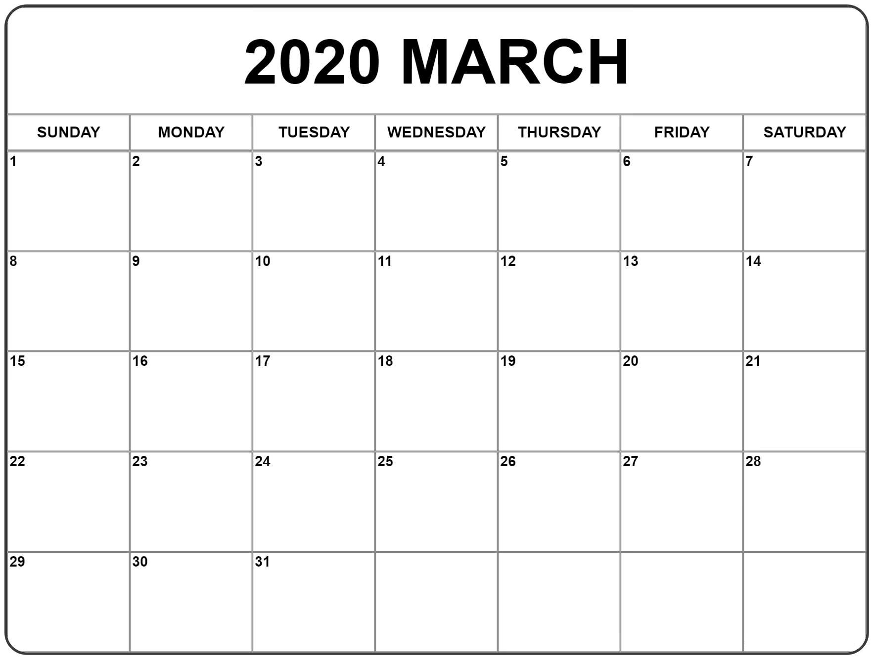 Printable Calendar 2020