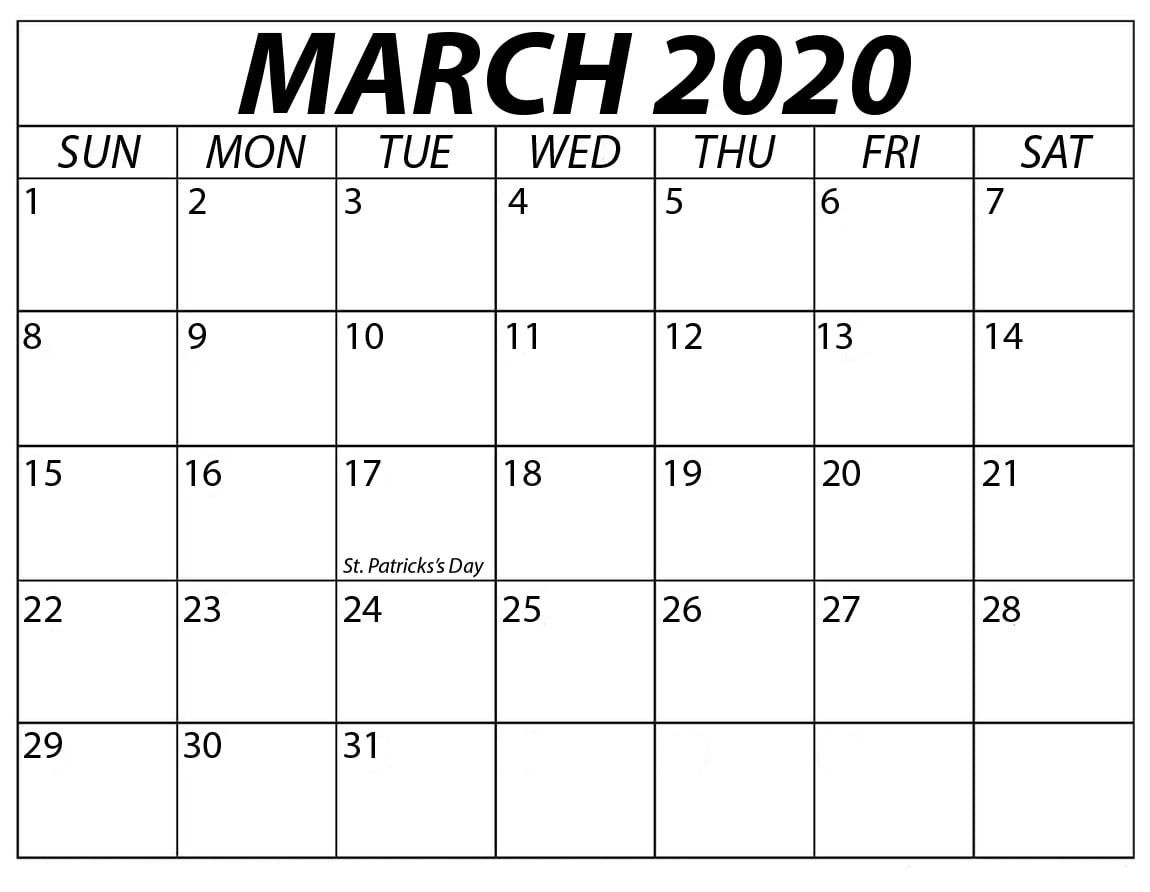 Blank Calendar 2020