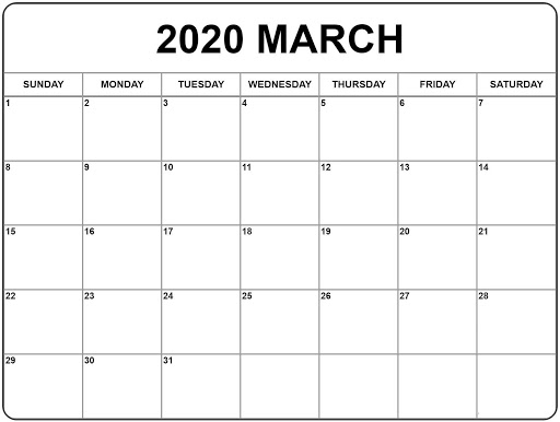 2020 Blank Calendar