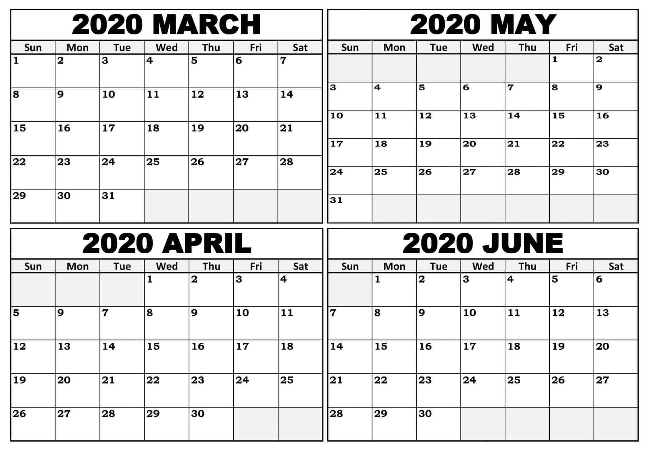 2020 Blank Calendar