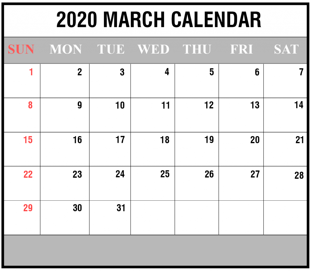 2020 Blank Calendar