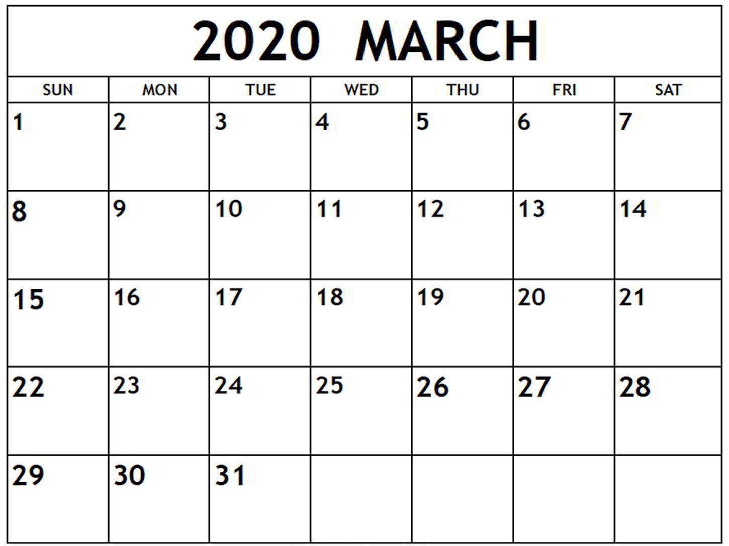 2020 Blank Calendar