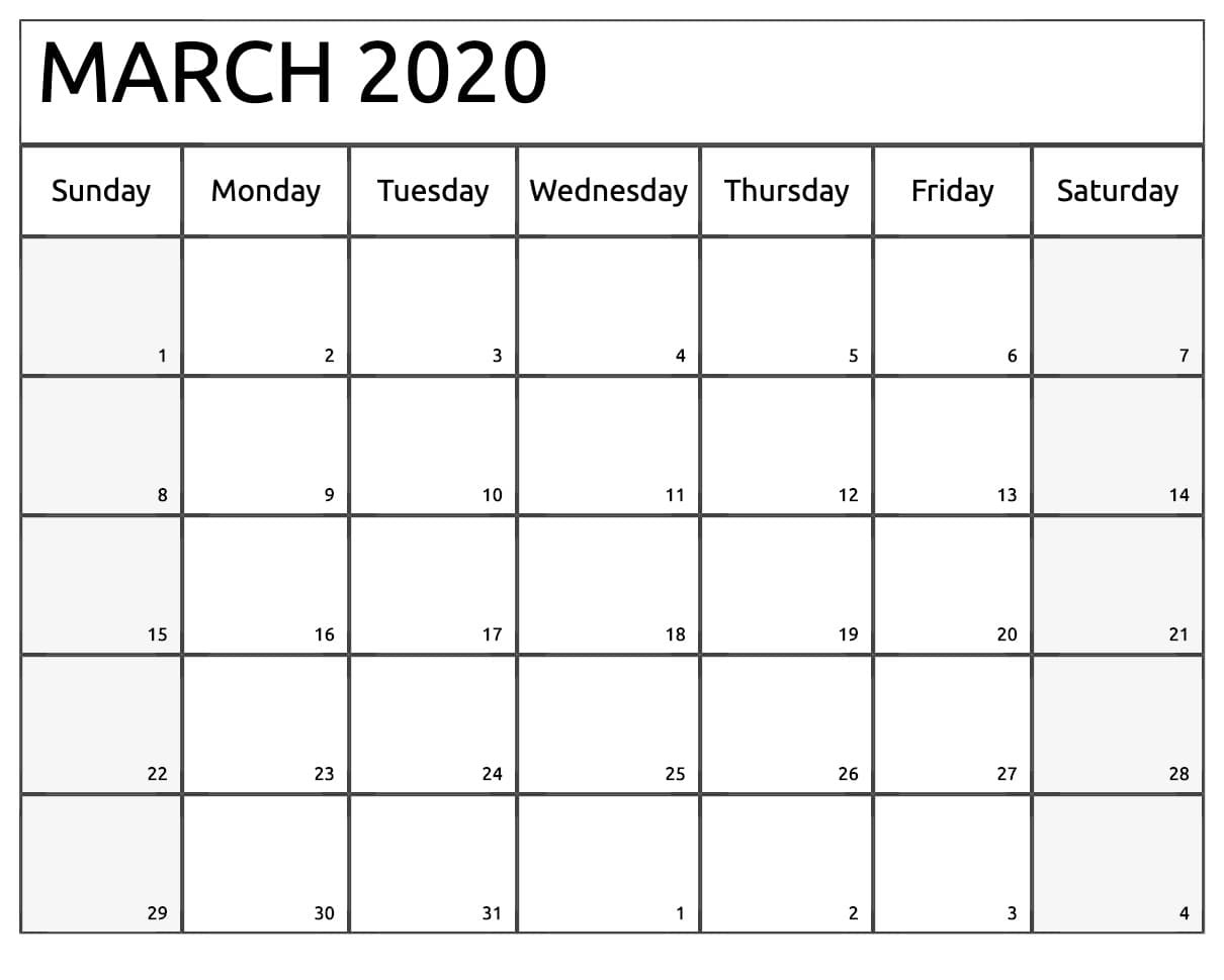 2020 Printable Calendar