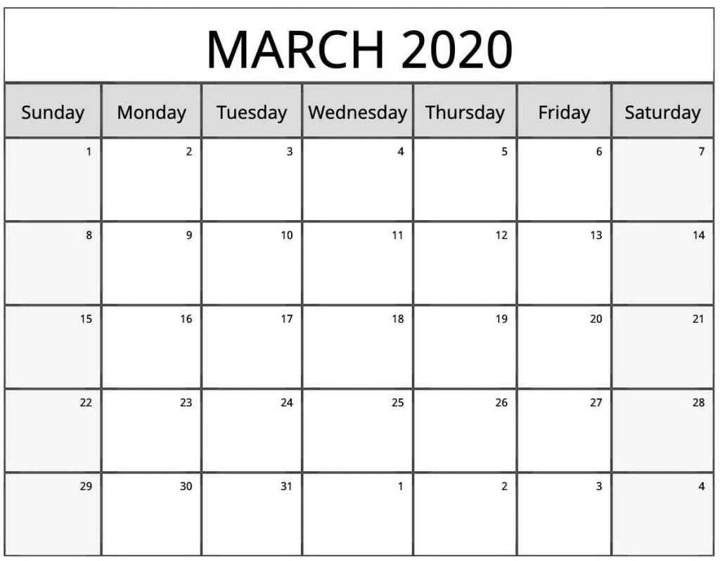 2020 Printable Calendar