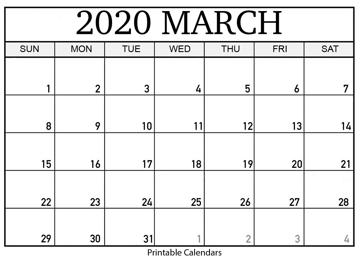 2020 Blank Calendar