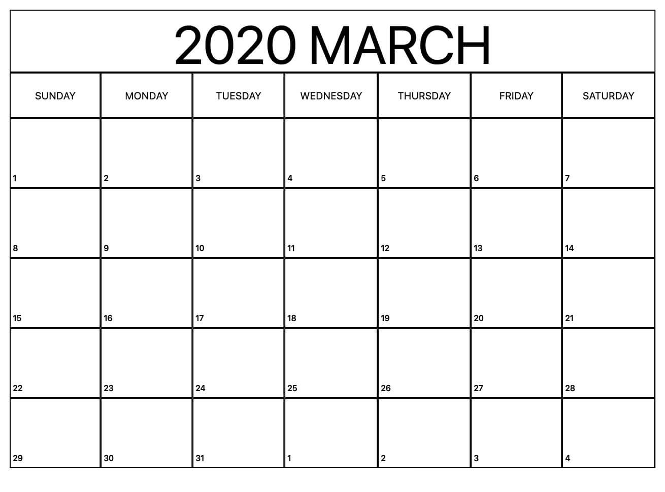 Printable Calendar 2020