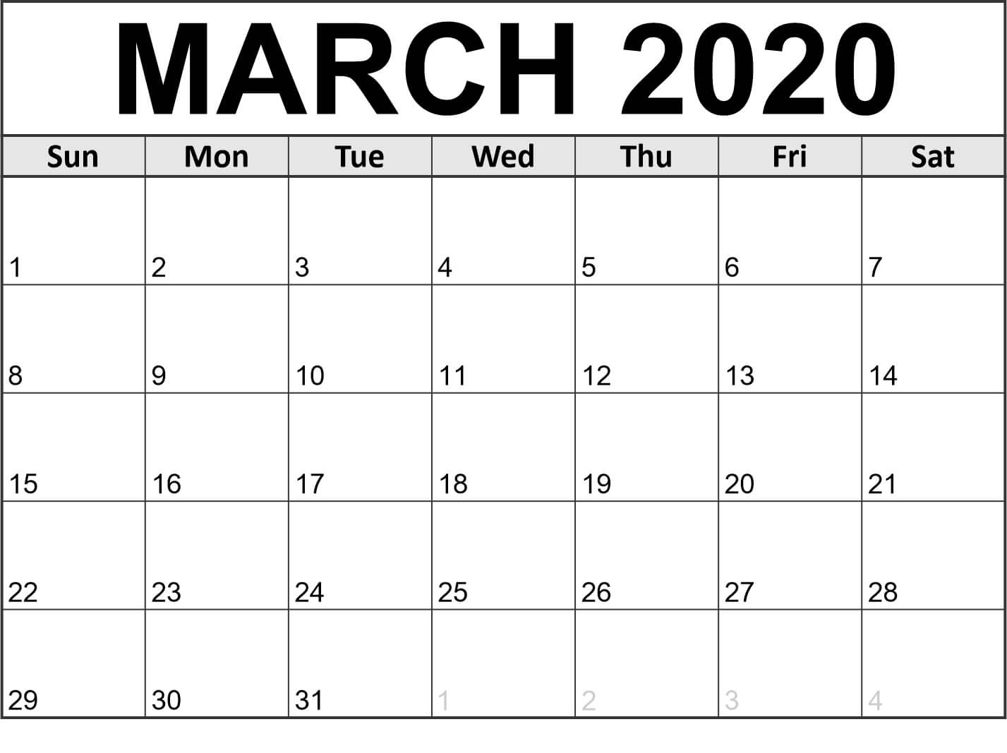 Printable Calendar 2020