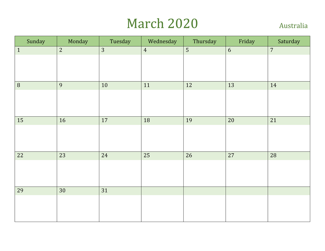 Printable Calendar 2020