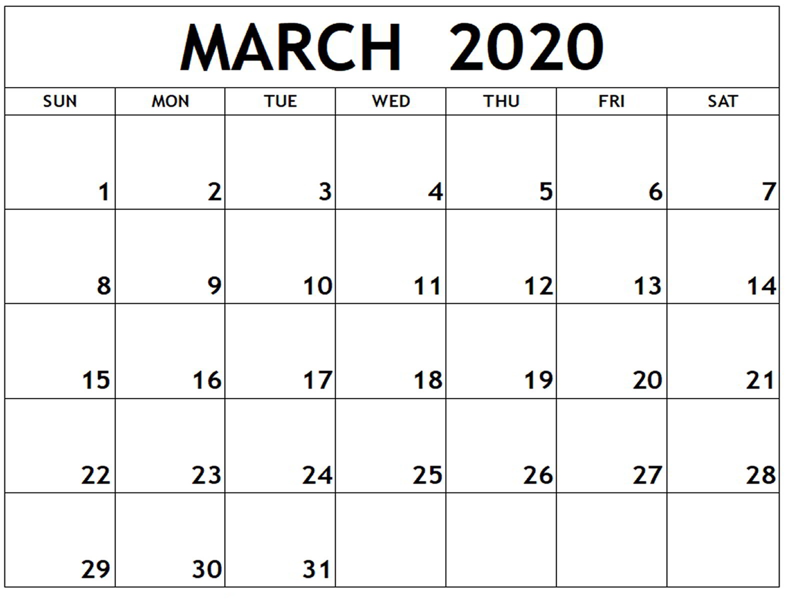 Printable Calendar 2020