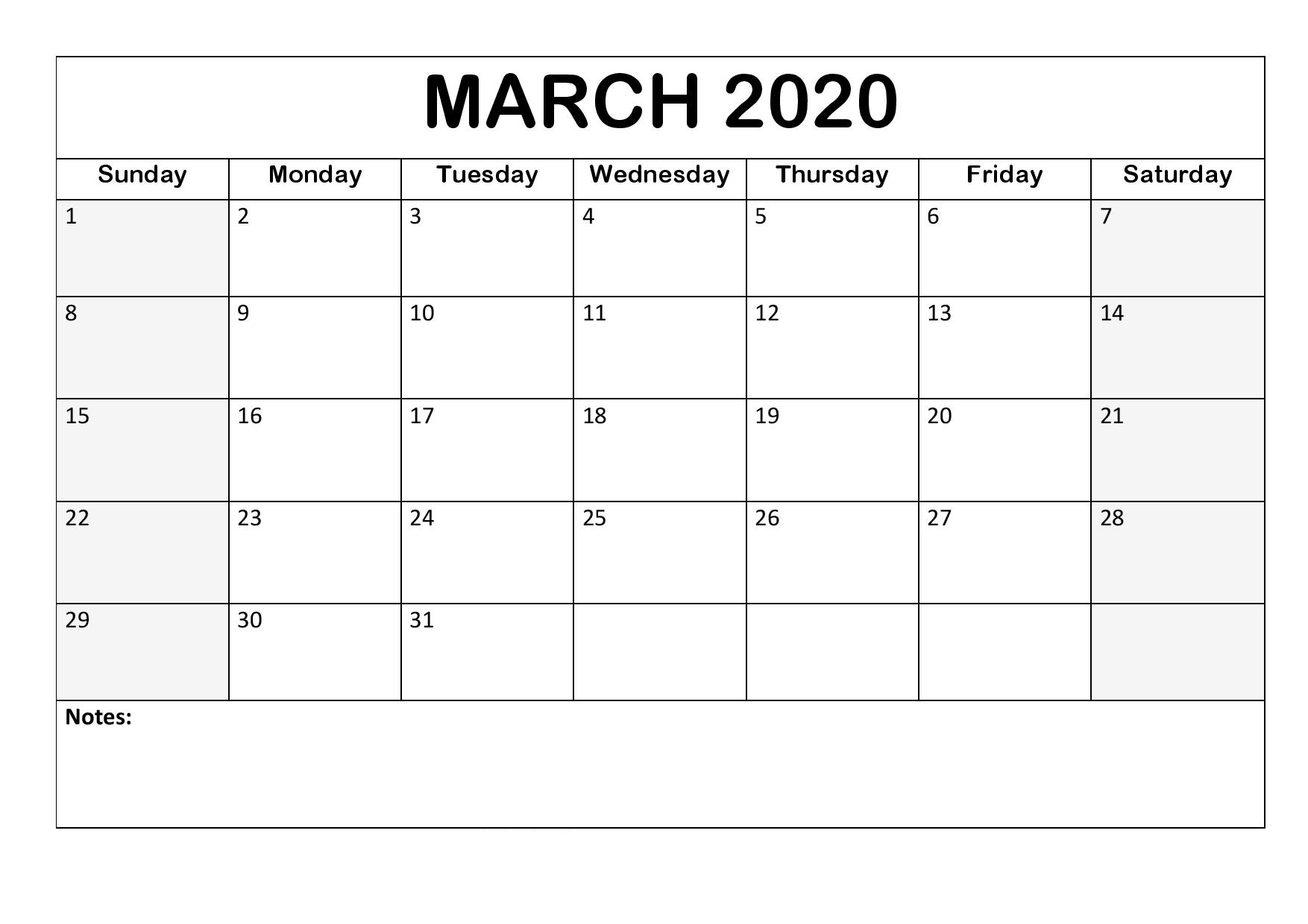 Printable Calendar 2020