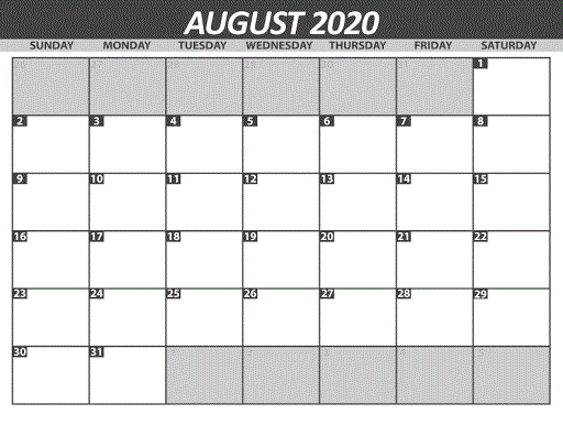 August Calendar