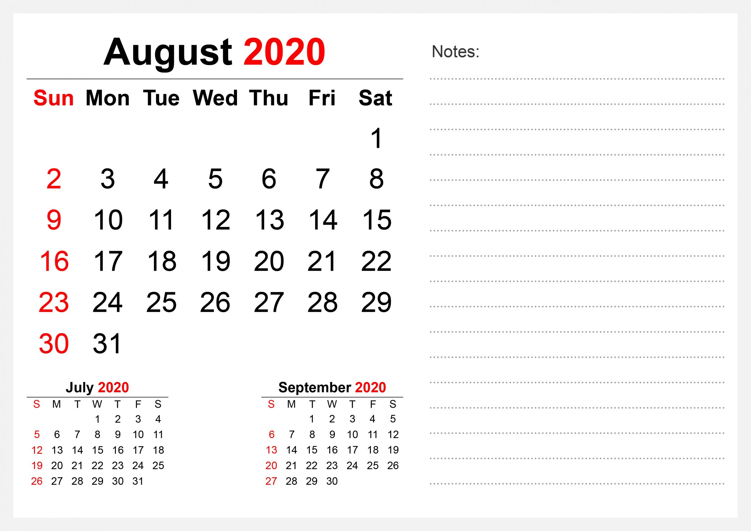 August Calendar