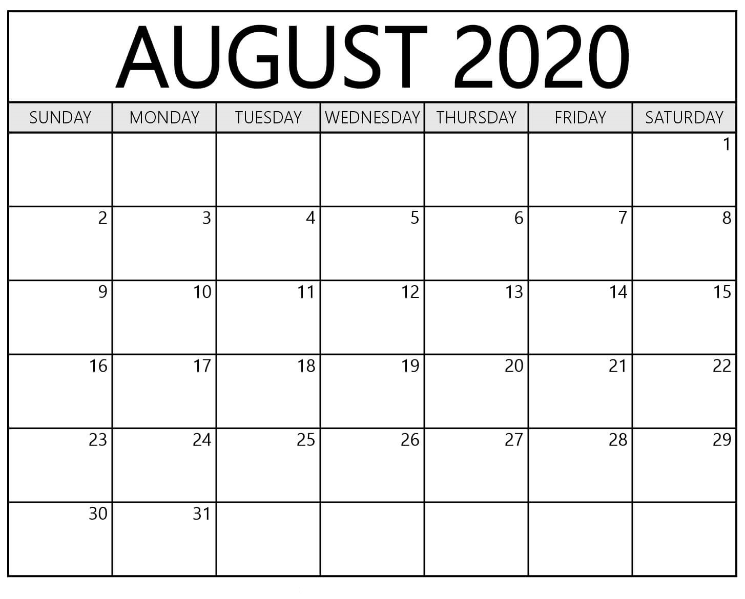 August Calendar