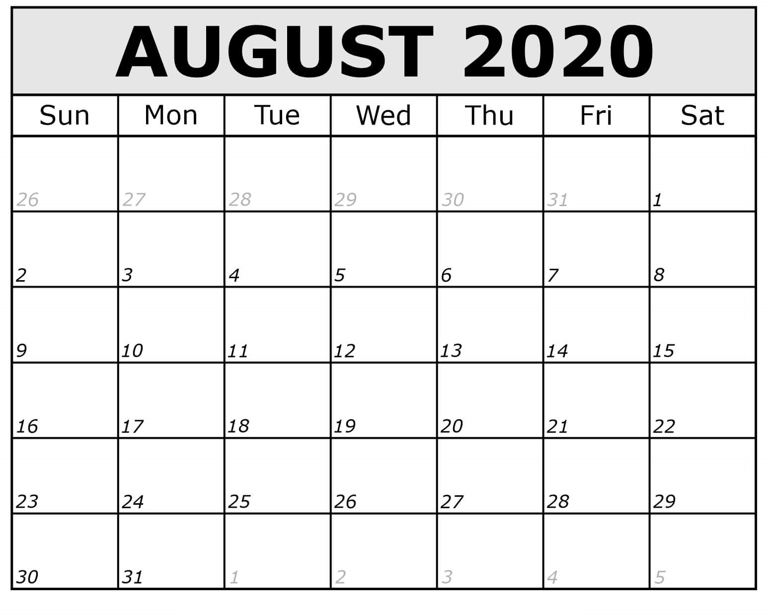 August Calendar