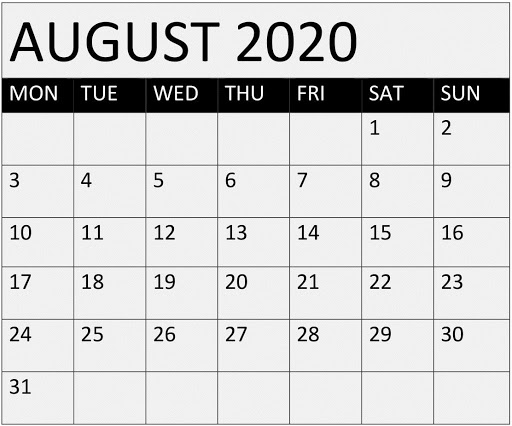 August Calendar