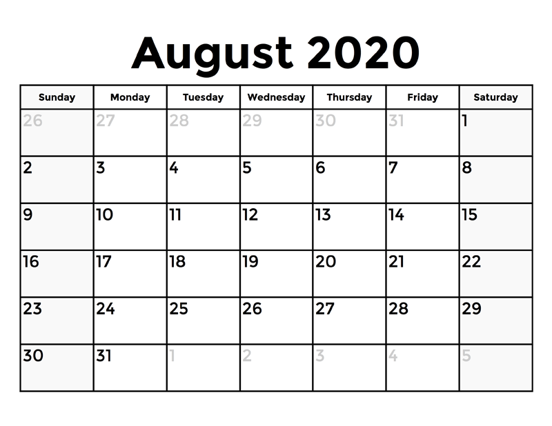 2020 Calendar