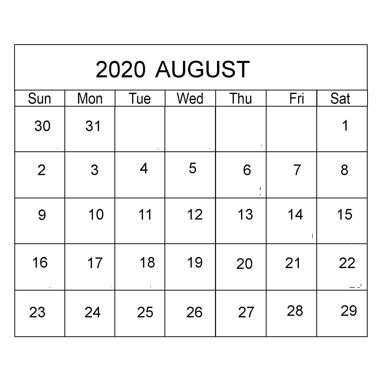 2020 Calendar