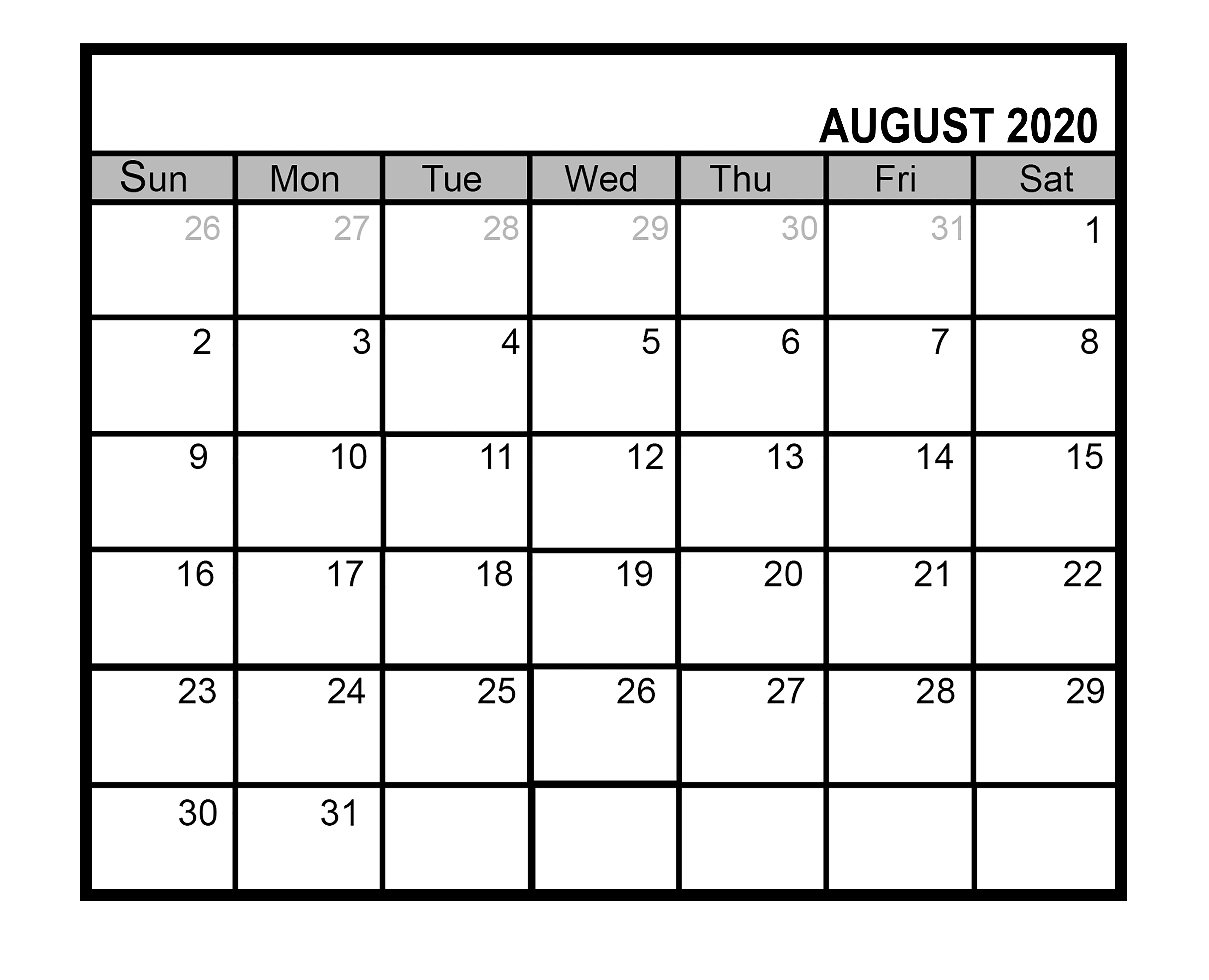 August Calendar