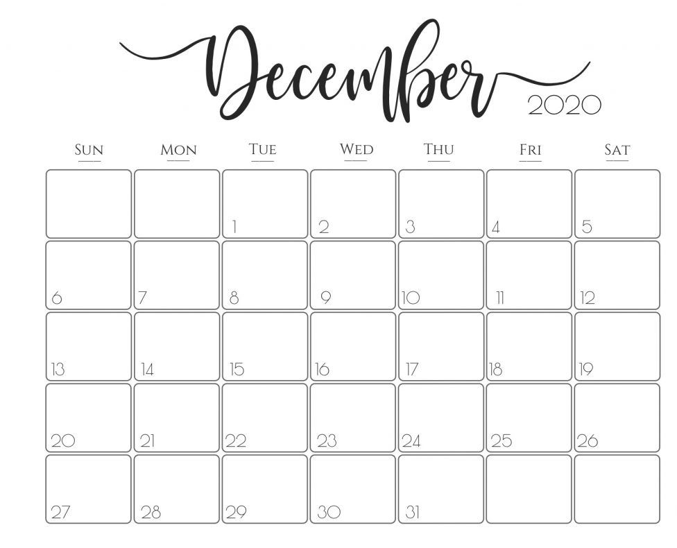 Calendar for December 2020