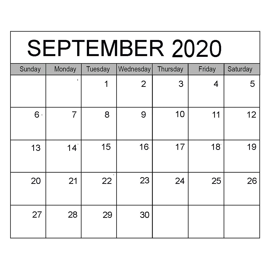 Calendar for September