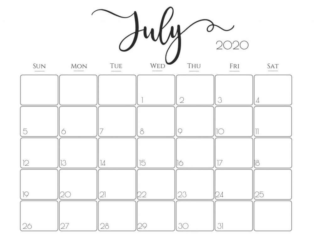 2020 July Calendar