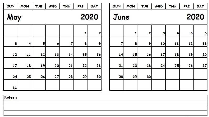 2020 Blank Calendar