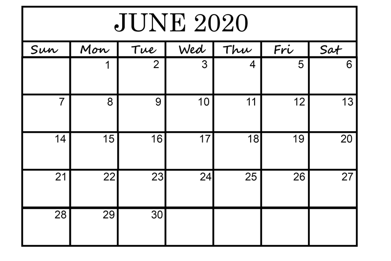 2020 Blank Calendar