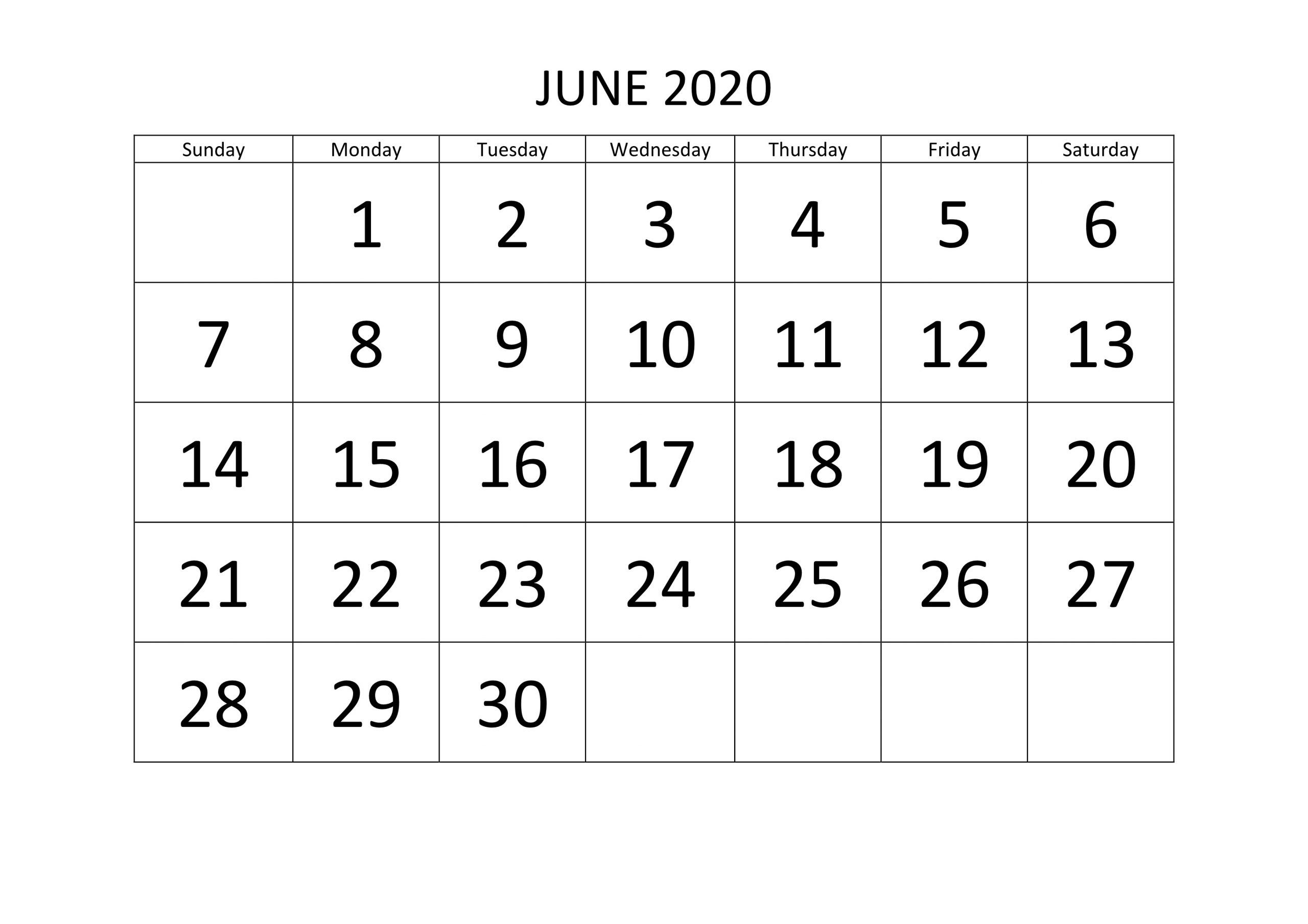 2020 Blank Calendar