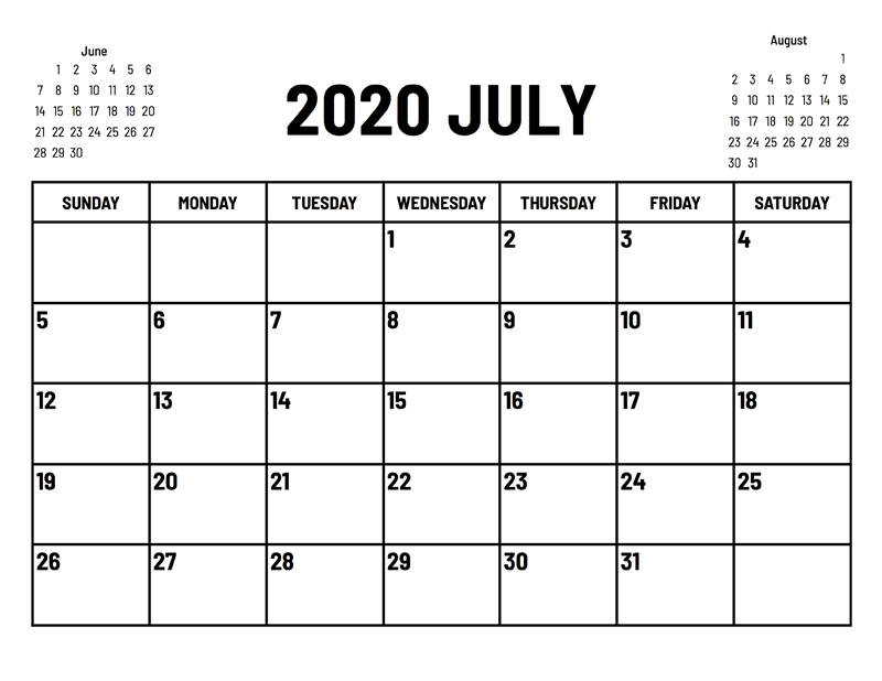 Calendar July 2020