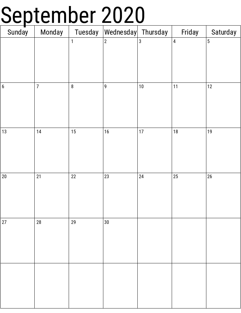 Calendar for September