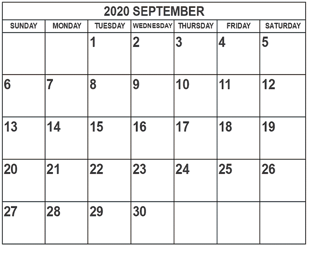 Calendar for September