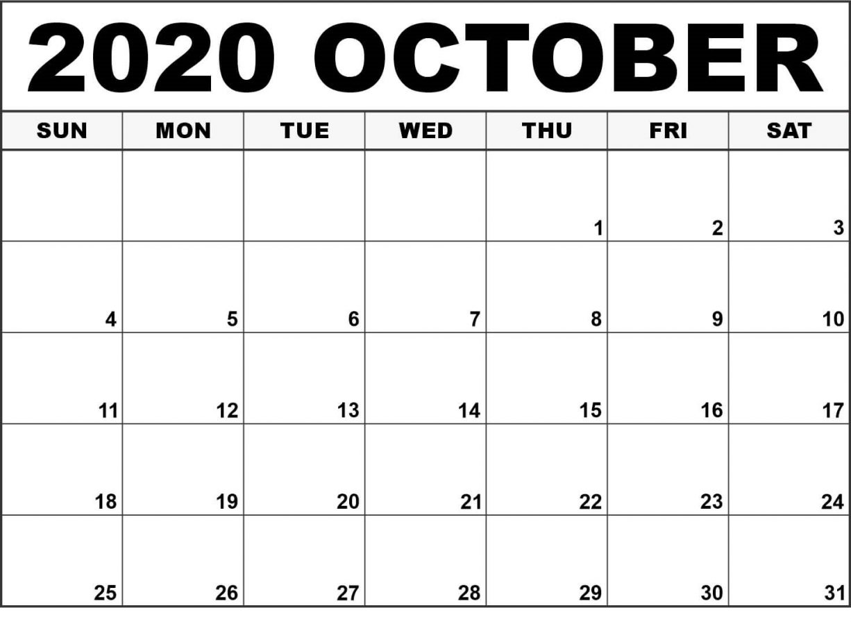 Cute October Calendar Printable