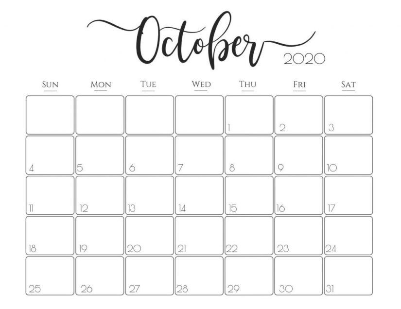 Cute October Calendar