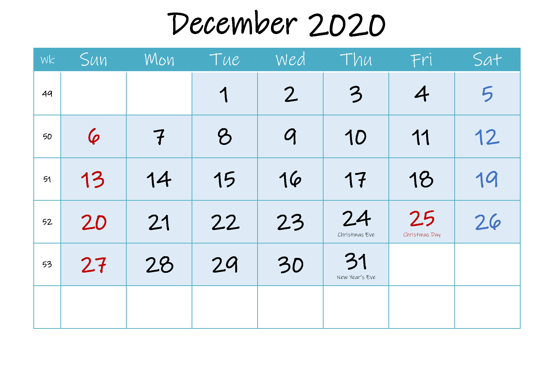 Blank Calendar