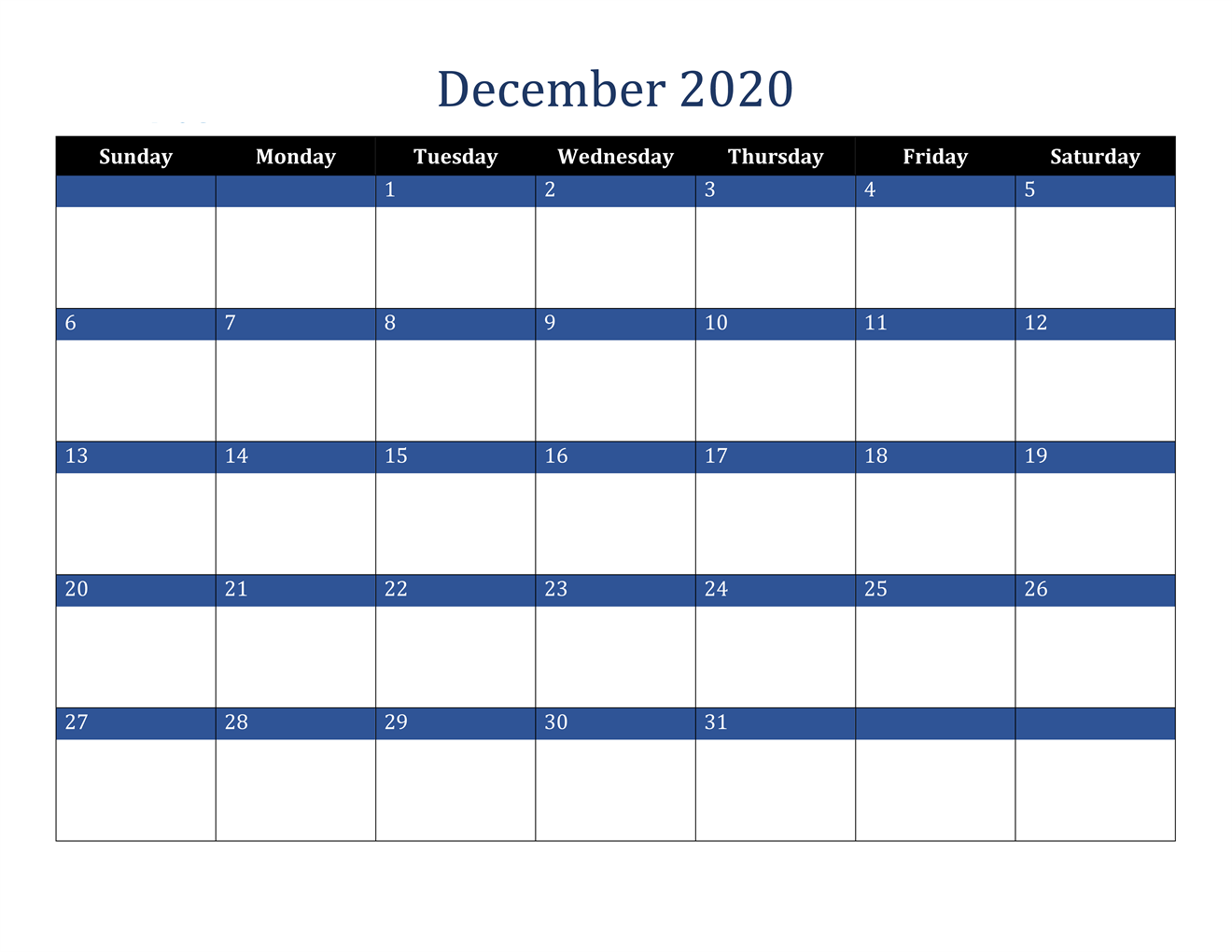 December 2020 Calendar