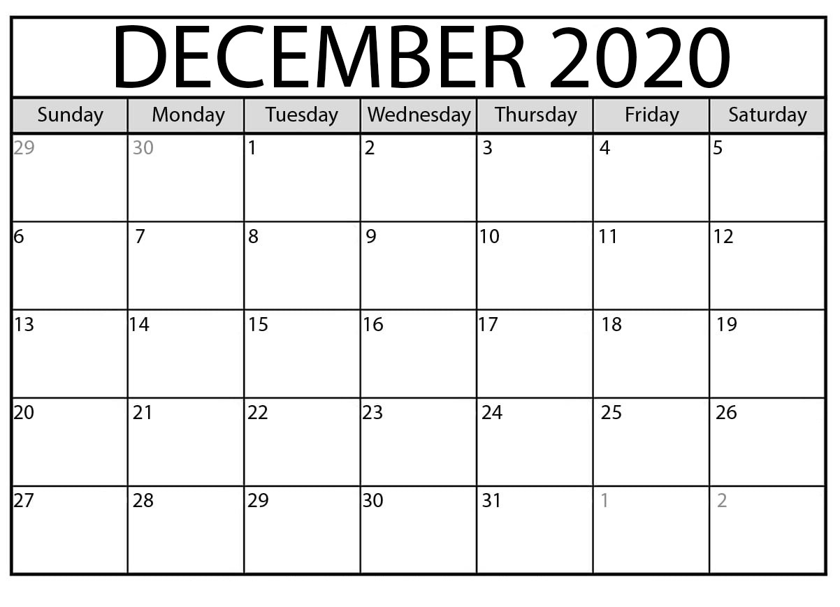 December 2020 Calendar