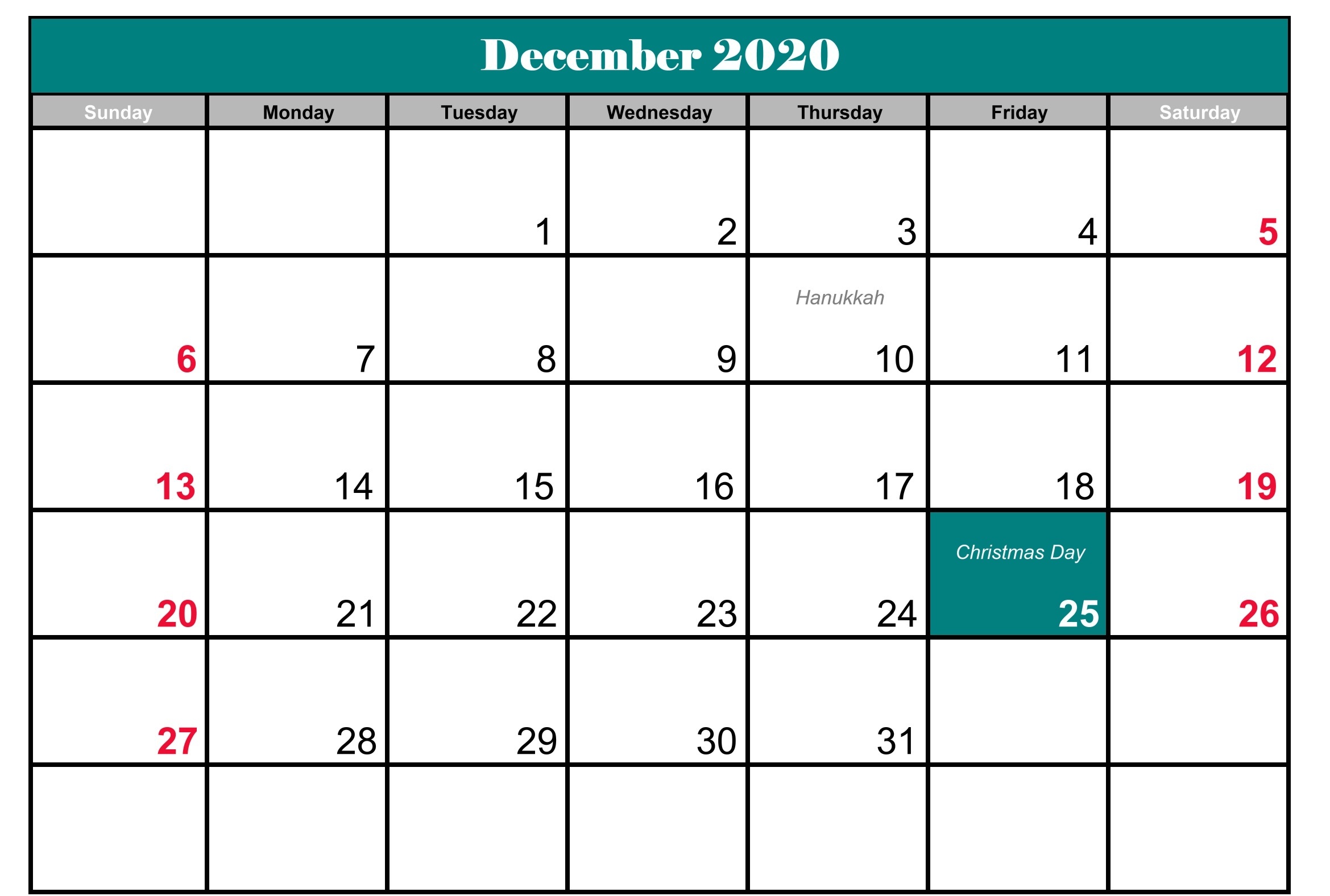 December Calendar