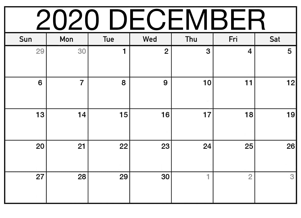 December 2020 Calendar