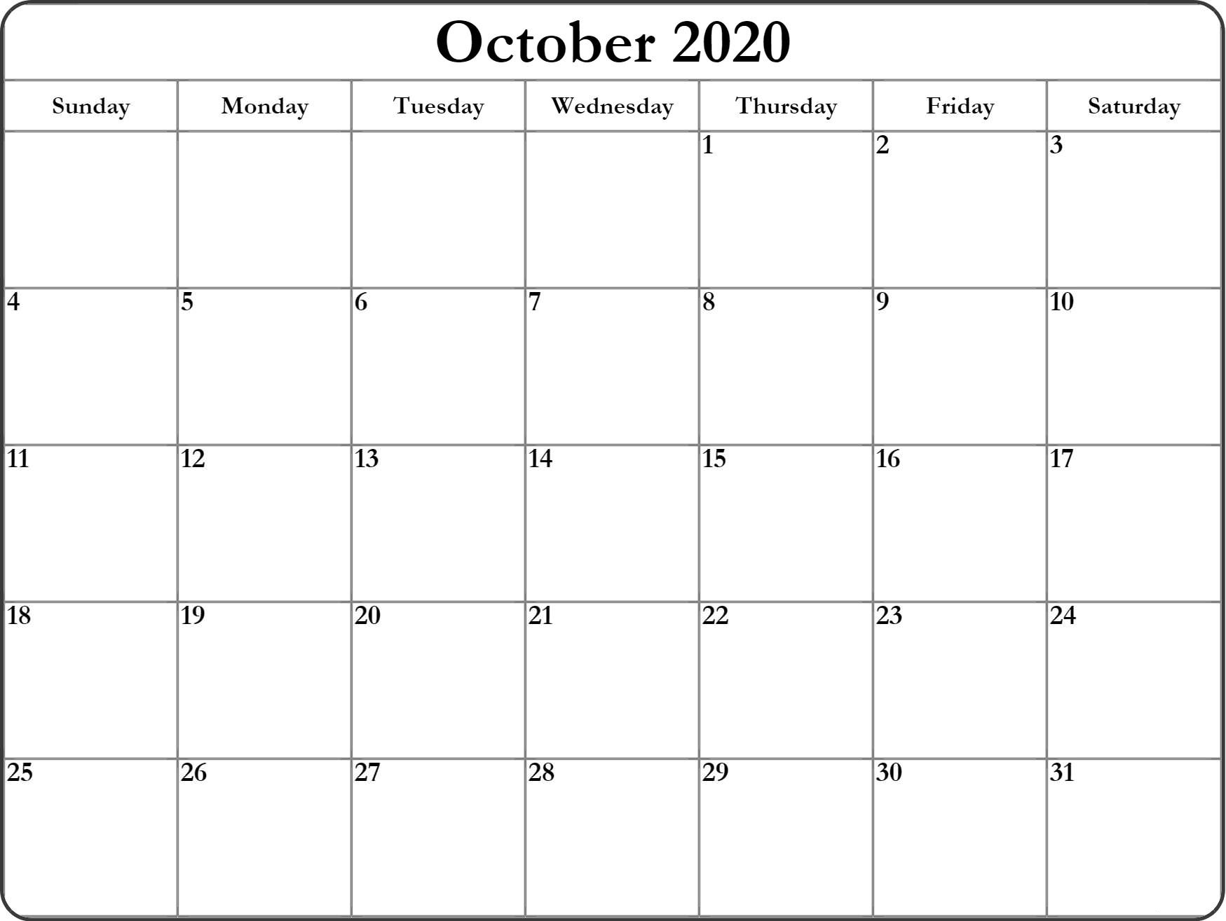 October Calendar