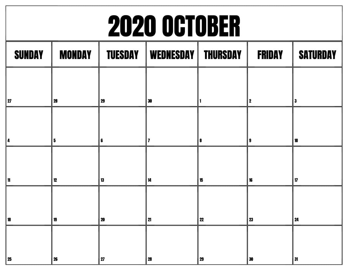 Editable October Calendar