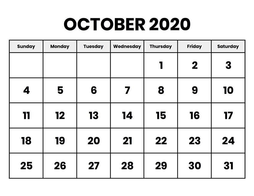 October Editable Calendar 2018 Word Excel Template Download Free