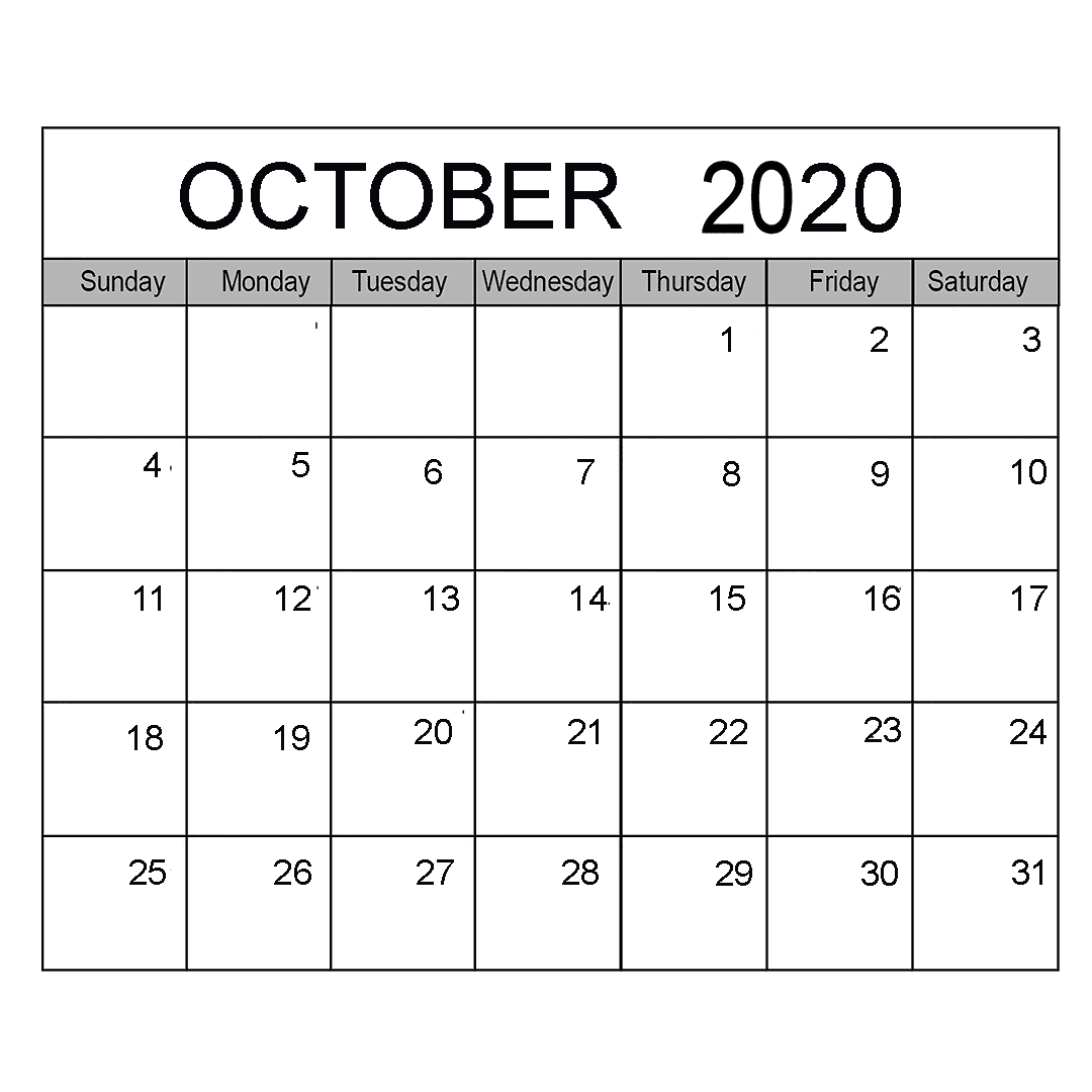 Fillable Calendar for October