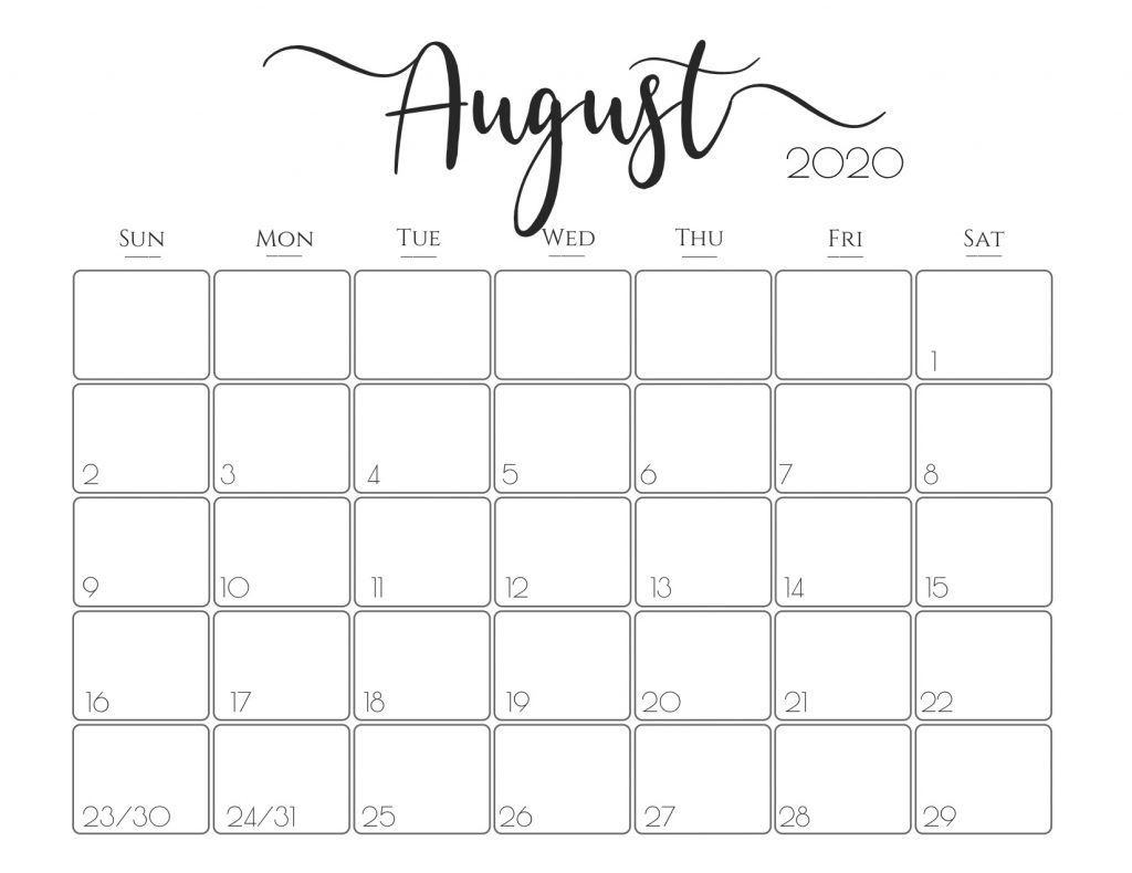 August Calendar