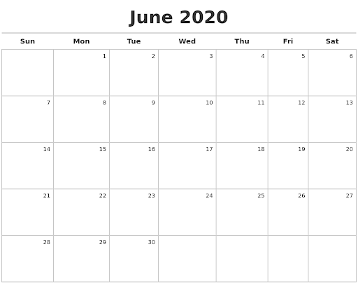 2020 Printable Calendar