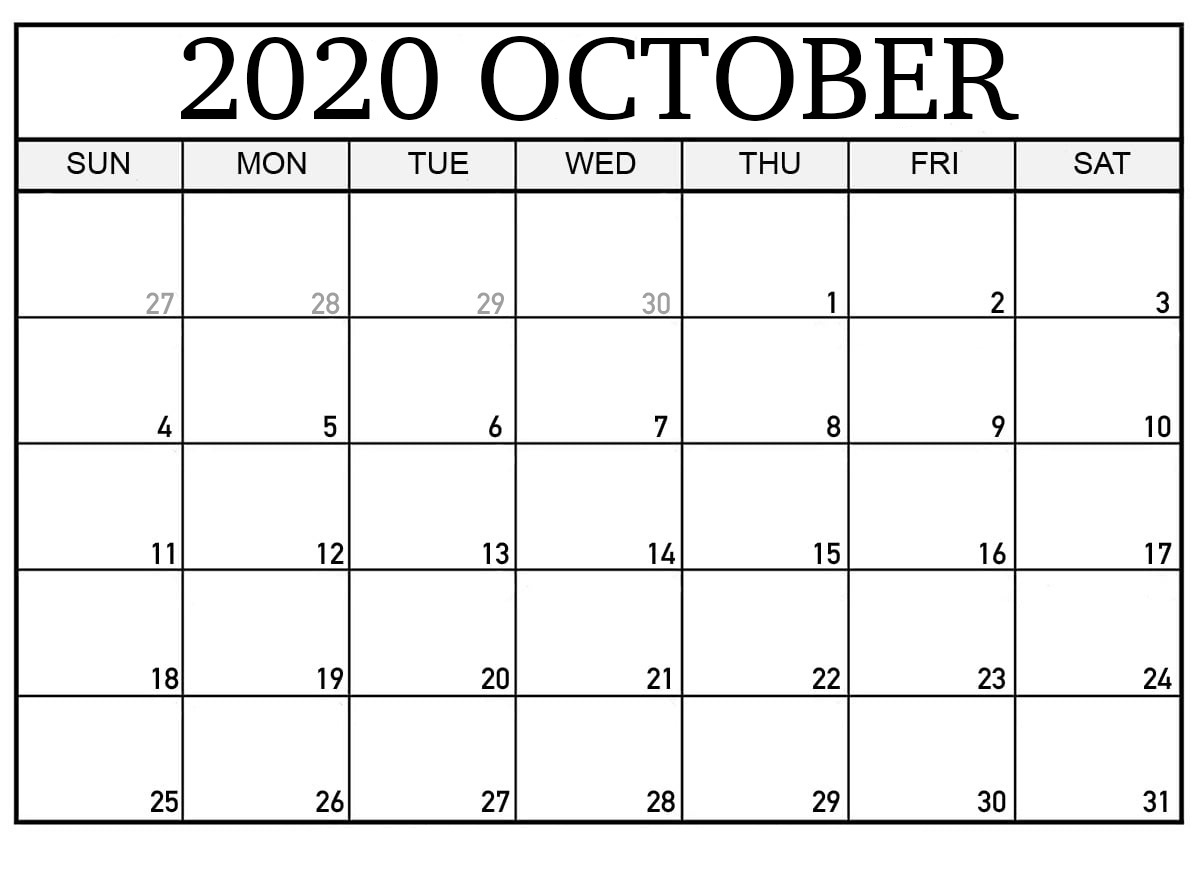 Calendar for October